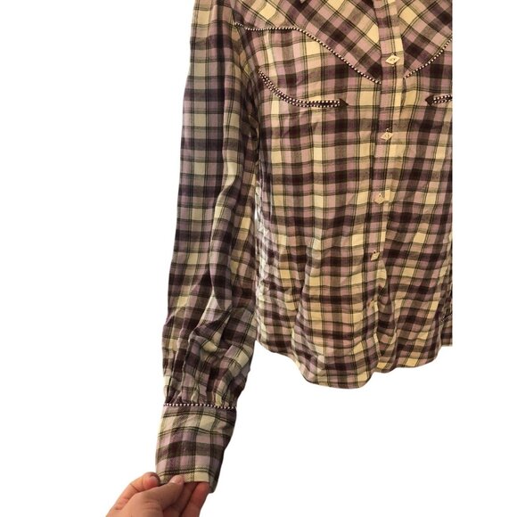 Shyanne Unique Accent Purple Western Cowgirl Long Sleeve Button Down Shirt Sz XL - Picture 3 of 16